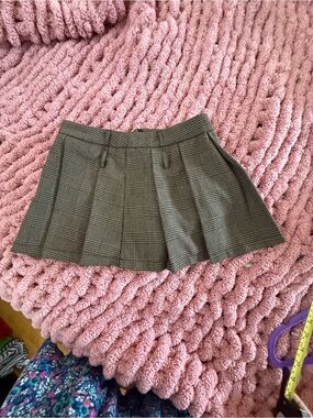 2K Tan Glen Plaid Pleated Tennis Skort High Waist Dark Academia Extra Small